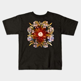 Harvest Moons Floral Mandala Negative Painting Kids T-Shirt